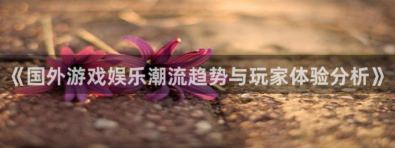 赢咖娱乐注册账号：《国外游戏娱乐潮流趋势与玩家体验分析》